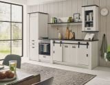 K�che Stove in wei� Pinie und anthrazit Landhaus K�chenschrank Set 5-teilig 284 x 201 cm