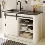 K�che Stove in wei� Pinie und anthrazit Landhaus K�chenschrank Set 3-teilig 196 x 180 cm