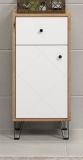 Badezimmer Kommode Linea in wei� matt Lack und Artisan Eiche Badschrank 36 x 79 cm