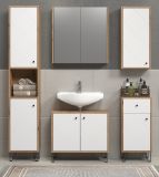 Badezimmer Kommode Linea in wei� matt Lack und Artisan Eiche Badschrank 36 x 79 cm
