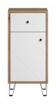 Badezimmer Kommode Linea in wei� matt Lack und Artisan Eiche Badschrank 36 x 79 cm