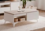 Couchtisch Visby in wei� und Sandstein Beistelltisch 100 x 55 cm