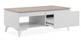 Couchtisch Visby in wei� und Sandstein Beistelltisch 100 x 55 cm