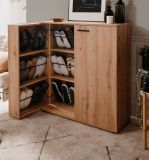 Schuhschrank Logu in Artisan Eiche 100 x 110 cm, aufklappbar f�r 24 Paar Schuhe