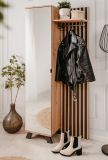 Kompaktgarderobe Madem in Artisan Eiche und Anthrazit mit 3D-Lamellen Garderobe mit Spiegel 80 x 190 cm