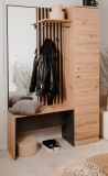 Kompaktgarderobe Madem in Artisan Eiche und Anthrazit mit 3D-Lamellen Garderobe mit Spiegel 122 x 190 cm