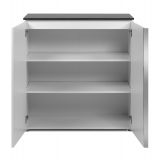 Kommode Briec in wei� Glanz und Matera grau Sideboard 89 cm