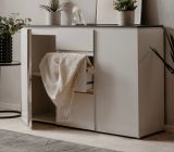 Sideboard Briec in wei� Glanz und Matera grau Kommode 133 cm