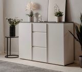 Sideboard Briec in wei� Glanz und Matera grau Kommode 133 cm