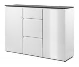 Sideboard Briec in wei� Glanz und Matera grau Kommode 133 cm