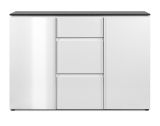 Sideboard Briec in wei� Glanz und Matera grau Kommode 133 cm