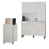 Parisot K�chenschrank Set 2-tlg. Season1 in wei� und grau K�che Buffet und Mehrzweckschrank
