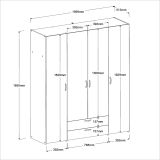 Kleiderschrank Enjour in wei� Dreht�renschrank 4-t�rig 160 x 185 cm