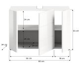 Waschbeckenunterschrank Larik in wei� Hochglanz Badezimmer Waschtisch 82 x 56 cm