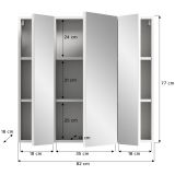 Badezimmer Spiegelschrank Larik in wei� 3-t�rig 82 x 77