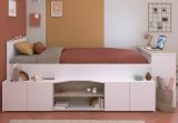 Parisot Hochbett Cleo1 in wei� und Eiche 90 x 200 mit Stauraum und Schreibtisch