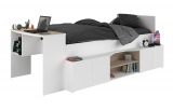 Parisot Hochbett Cleo1 in wei� und Eiche 90 x 200 mit Stauraum und Schreibtisch
