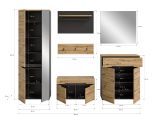 Garderobe Set 6-teilig Cooper in Artisan Eiche und grau 255 cm mit Soft-Close