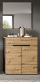 Garderobe Set 2-teilig Cooper in Artisan Eiche und grau Schuhkommode und Spiegel, Soft-Close