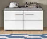 Garderobe Sitzbank Rumba in wei� Hochglanz und Rauchsilber grau Garderobenbank 80 cm