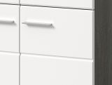 Garderobe Sitzbank Rumba in wei� Hochglanz und Rauchsilber grau Garderobenbank 80 cm