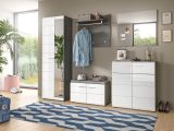 Garderobe Sitzbank Rumba in wei� Hochglanz und Rauchsilber grau Garderobenbank 80 cm
