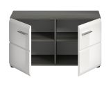Garderobe Sitzbank Rumba in wei� Hochglanz und Rauchsilber grau Garderobenbank 80 cm