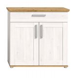 Schuhschrank Mirano in wei� L�rche und Eiche Artisan Landhaus Flurkommode 95 x 92 cm