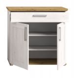 Schuhschrank Mirano in wei� L�rche und Eiche Artisan Landhaus Flurkommode 95 x 92 cm