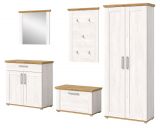Garderobe Set 5-teilig Mirano in wei� L�rche und Eiche Artisan Landhaus Garderobenkombination 285 cm