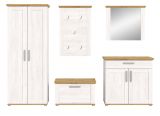 Garderobe Set 5-teilig Mirano in wei� L�rche und Eiche Artisan Landhaus Garderobenkombination 285 cm