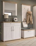 Garderobe Set 4-teilig Mirano in wei� L�rche und Eiche Artisan Landhaus Garderobenkombination 190 cm