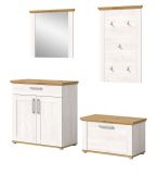 Garderobe Set 4-teilig Mirano in wei� L�rche und Eiche Artisan Landhaus Garderobenkombination 190 cm