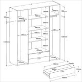 Kleiderschrank Enjour in wei� Dreht�renschrank 4-t�rig mit Spiegel 160 x 185 cm