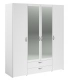 Kleiderschrank Enjour in wei� Dreht�renschrank 4-t�rig mit Spiegel 160 x 185 cm