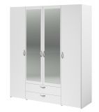 Kleiderschrank Enjour in wei� Dreht�renschrank 4-t�rig mit Spiegel 160 x 185 cm