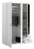 Kleiderschrank Enjour in wei� Dreht�renschrank 3-t�rig mit Spiegel 120 x 185 cm