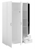Kleiderschrank Enjour in wei� Dreht�renschrank 3-t�rig mit Spiegel 120 x 185 cm