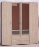 Kleiderschrank Enjour in Jackson Eiche Dreht�renschrank 4-t�rig mit Spiegel 160 x 185 cm