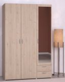 Kleiderschrank Enjour in Jackson Eiche Dreht�renschrank 3-t�rig mit Spiegel 120 x 185 cm