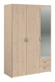 Kleiderschrank Enjour in Jackson Eiche Dreht�renschrank 3-t�rig mit Spiegel 120 x 185 cm