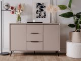 Sideboard Brebbia in sand und schwarz Kommode 135 cm, Soft-Close-Funktion