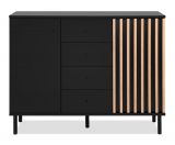 Kommode Biella in Schwarz und Artisan Eiche, Sideboard 118 x 90 cm, Anti Fingerprint