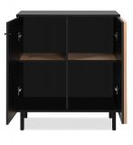 Kommode Biella in schwarz und Artisan Eiche, Sideboard 80 x 90 cm Anti Fingerprint beschichtet