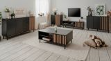 Kommode Biella in schwarz und Artisan Eiche, Sideboard 80 x 90 cm Anti Fingerprint beschichtet