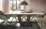 Esstisch Home-X in wei� und grau Tisch ausziehbar 150 - 190 cm