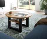 Couchtisch Eldon in Artisan Eiche und grau Beistelltisch rund � 75 cm