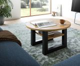 Couchtisch Eldon in Artisan Eiche und grau Beistelltisch rund � 75 cm