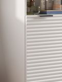 Badezimmer Hochschrank Roove in wei� mit 3D-Wellenstruktur Badschrank, Soft-Close-Funktion