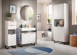 Badezimmer Hochschrank Roove in wei� mit 3D-Wellenstruktur Badschrank, Soft-Close-Funktion